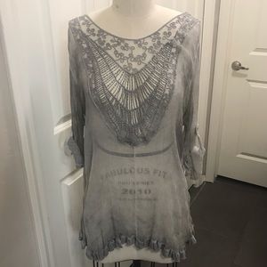 Grey Sheer Tunic Top